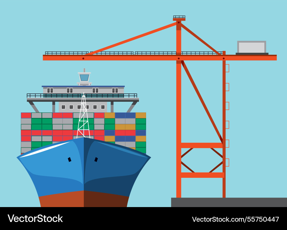 A cargo ship with containers Royalty Free Vector Image