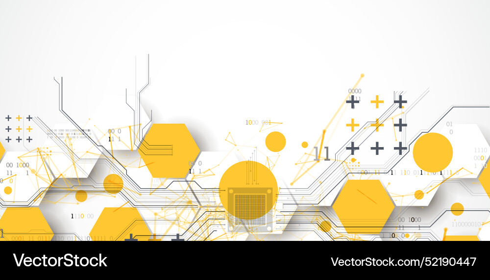 Abstract circuit board background with hexagons Vector Image