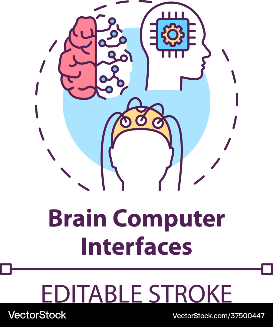 Brain computer interfaces concept icon Brain computer interfaces concept icon vector image