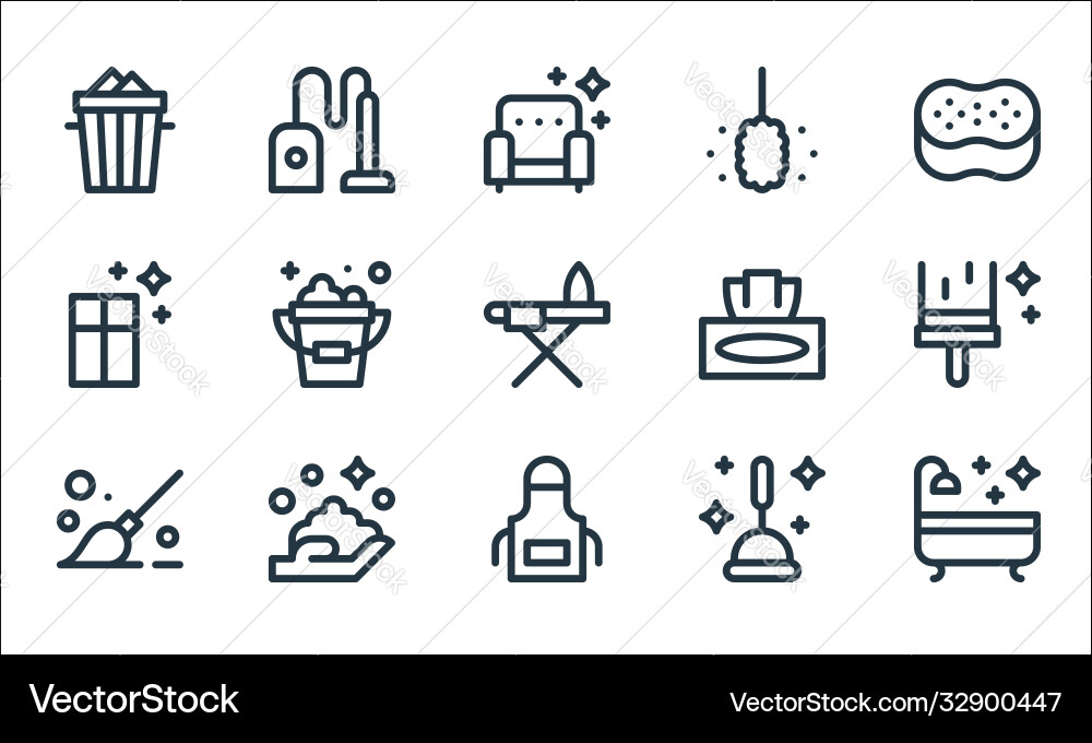 Cleaning line icons linear set quality Cleaning line icons linear set quality vector image