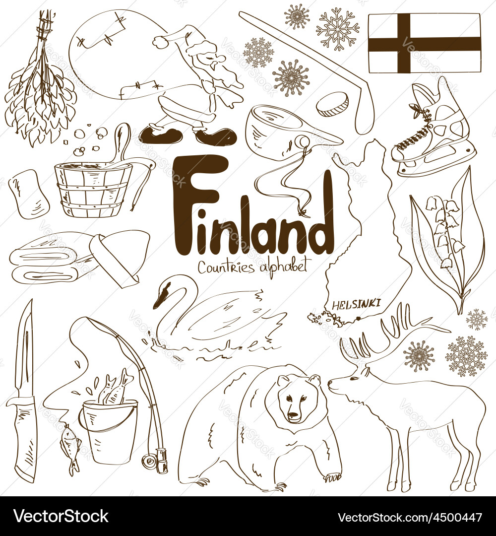 Collection of finland icons Vector Image