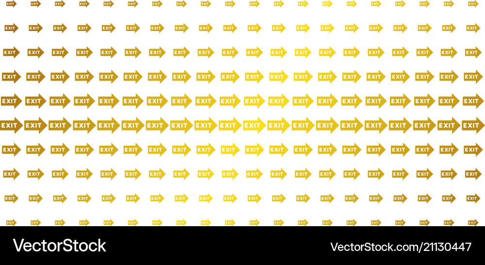 Exit arrow golden halftone grid Exit arrow golden halftone grid vector image