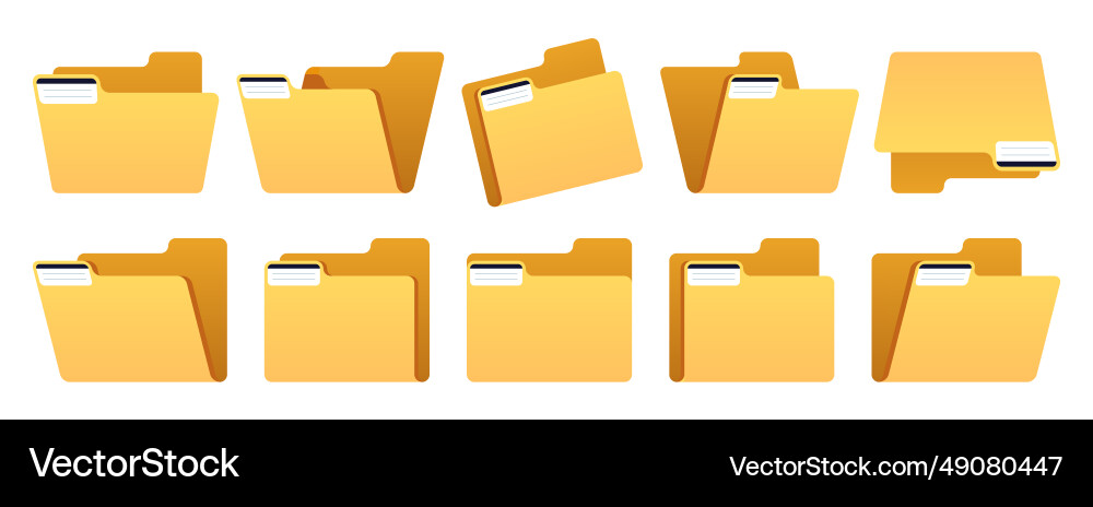 File folder set empty paper storage organize File folder set empty paper storage organize Vector Image