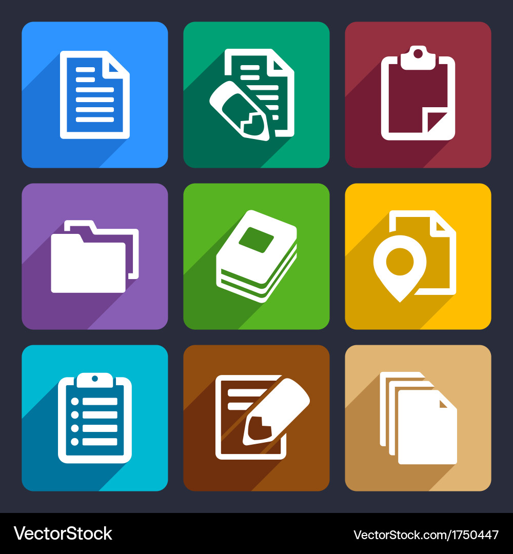 Flat Folder and Document Icons vector image