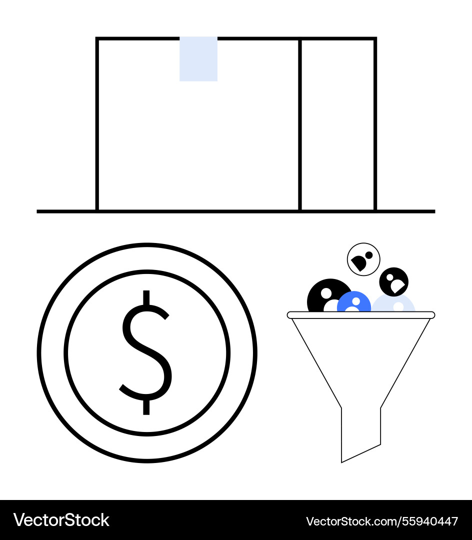 Funnel process showcasing data collection user Funnel process showcasing data collection user vector image