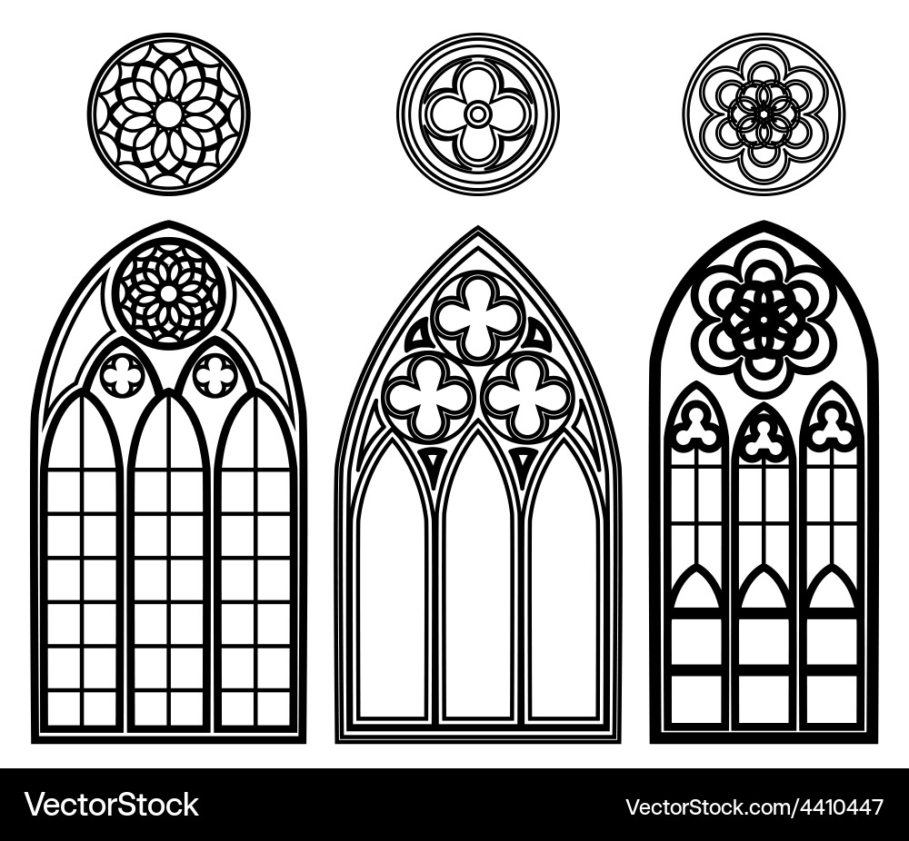 Gothic windows of cathedrals Royalty Free Vector Image