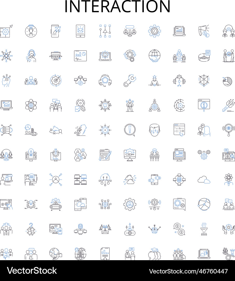Interaction outline icons collection Interaction outline icons collection vector image