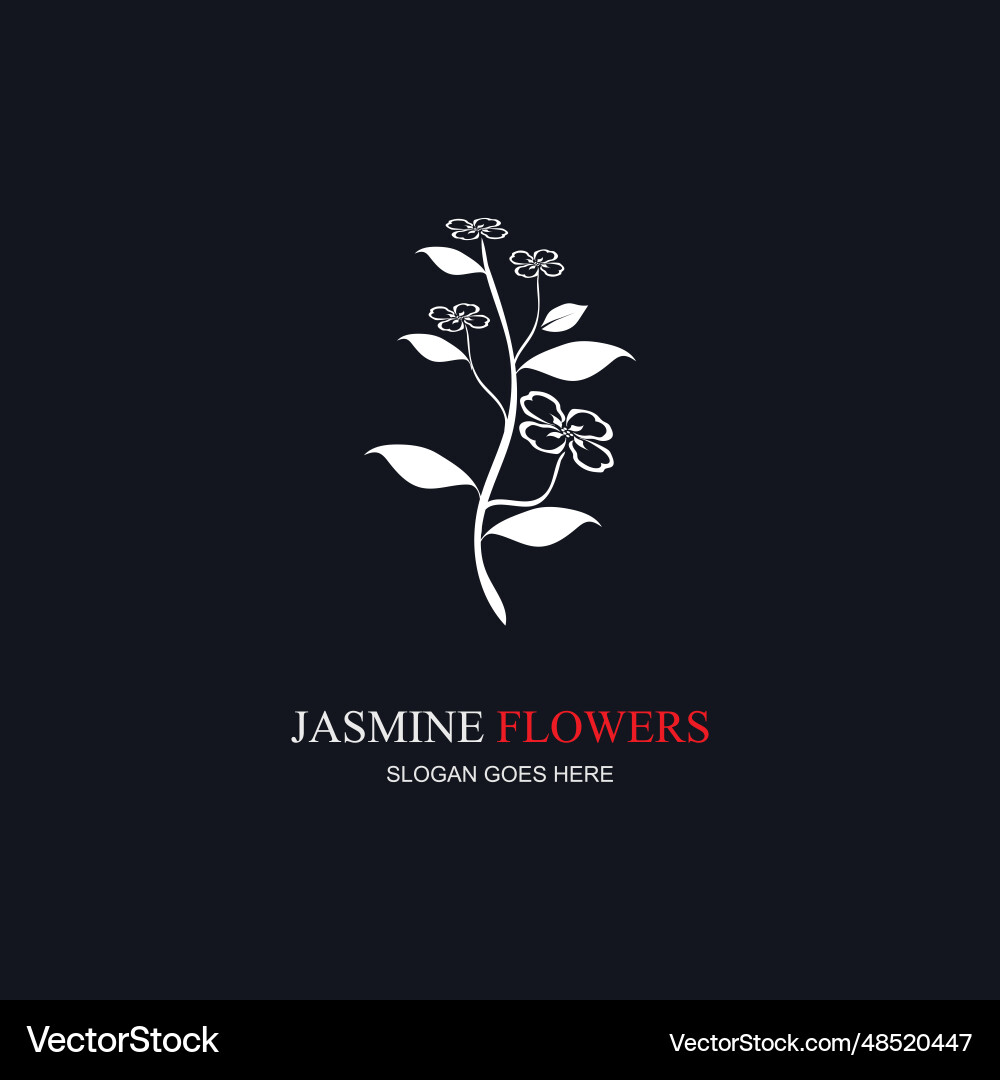 Jasmine element logo round emblem in minimal Vector Image