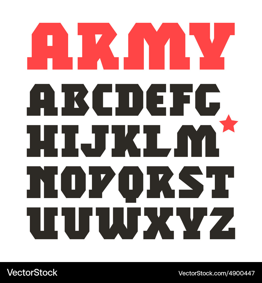 Military Font - Bold & Strong Vector Image