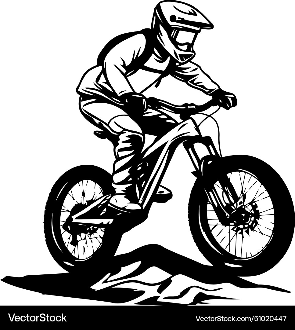 Mountain biker on the road Royalty Free Vector Image