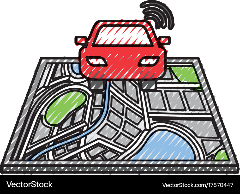 Navigation gps pointer map car transportation vector image