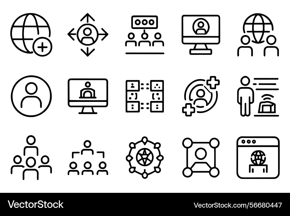 Online networking community icon set editable Online networking community icon set editable Vector Image