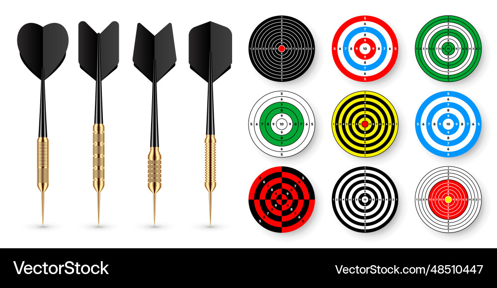 Paper targets with dart arrows and shadows Vector Image