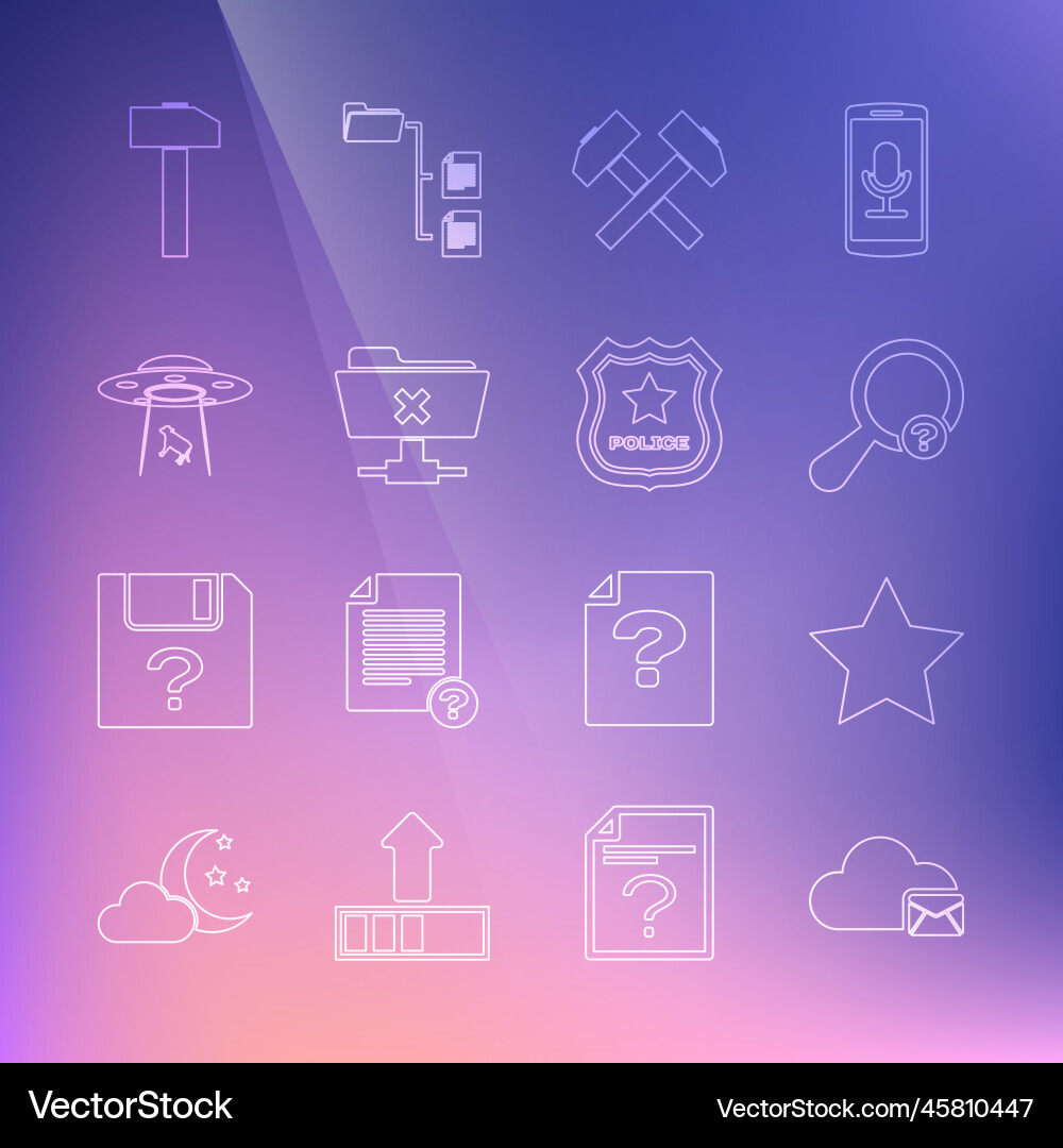 Set line cloud mail server star unknown search Set line cloud mail server star unknown search vector image