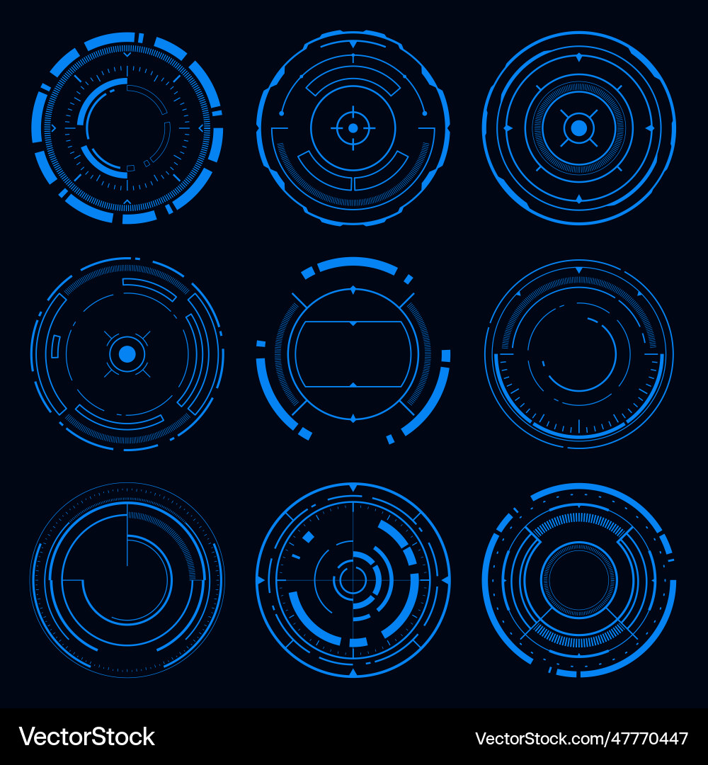 Set sci fi frame modern user interface element Vector Image
