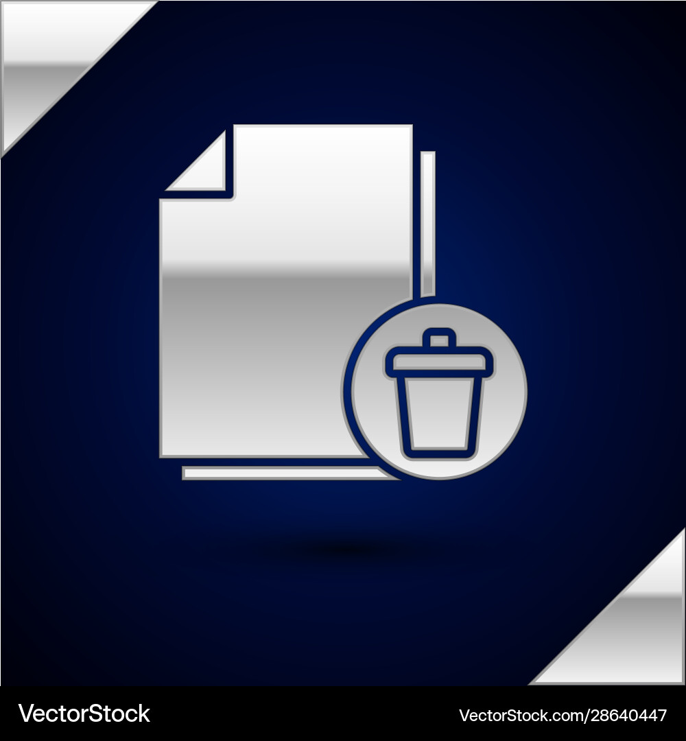 Silver delete file document icon isolated on dark Silver delete file document icon isolated on dark vector image