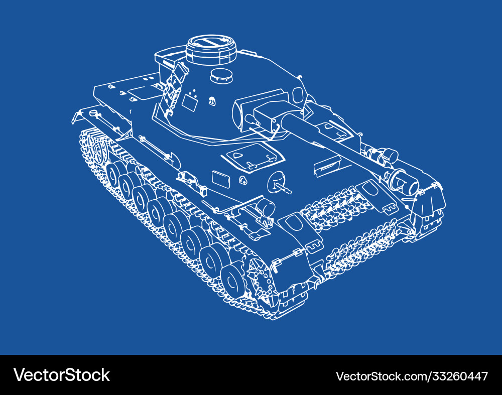 Vintage Military Tank Blueprint Vector Image
