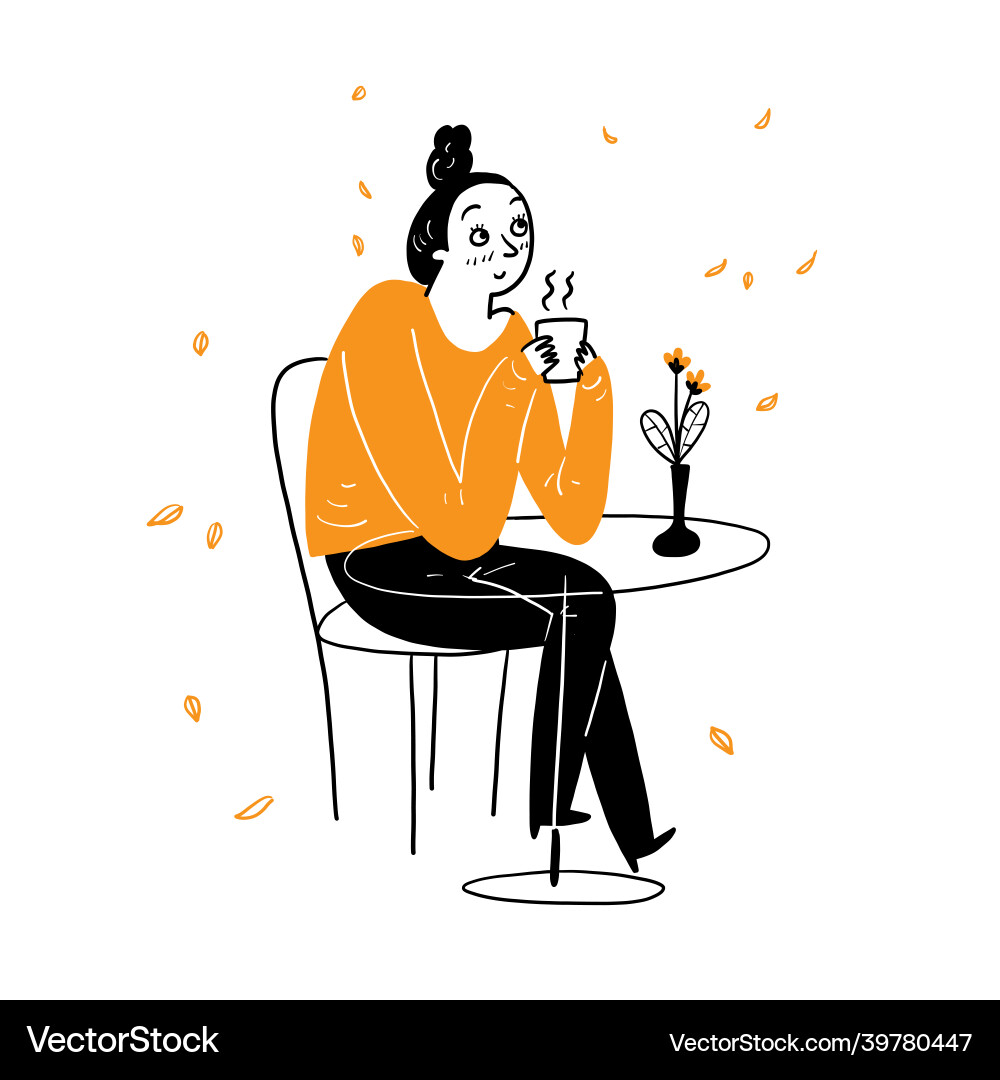 Young pretty woman relaxing cafe drinking Young pretty woman relaxing cafe drinking vector image