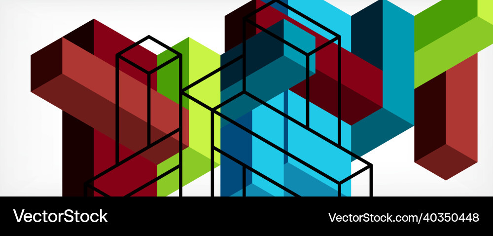 Abstract background 3d cubes cubic elements vector image