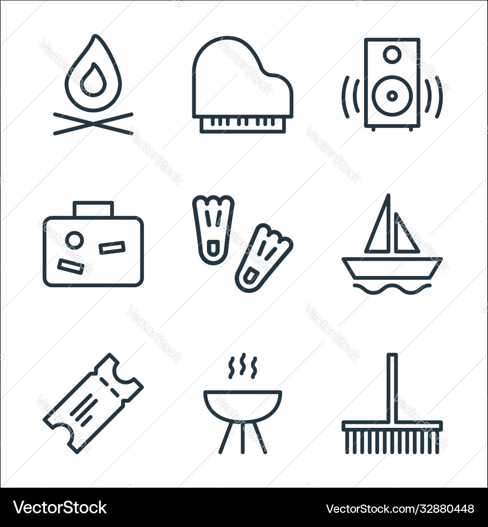 Activities line icons linear set quality Activities line icons linear set quality vector image