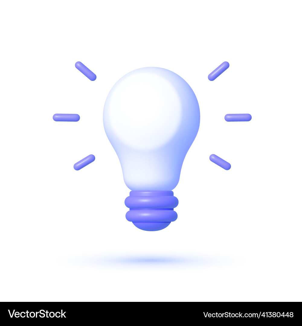 Bulb in 3d style on white background simple Bulb in 3d style on white background simple vector image