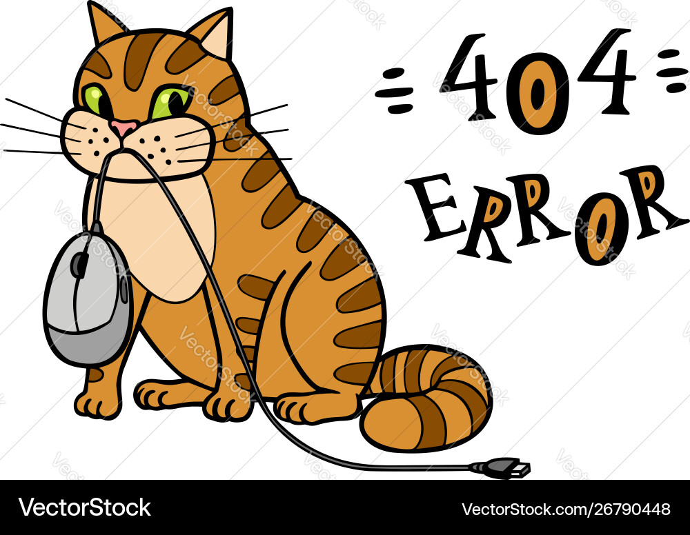 Cat stole computer mouse banner error 404 Cat stole computer mouse banner error 404 vector image