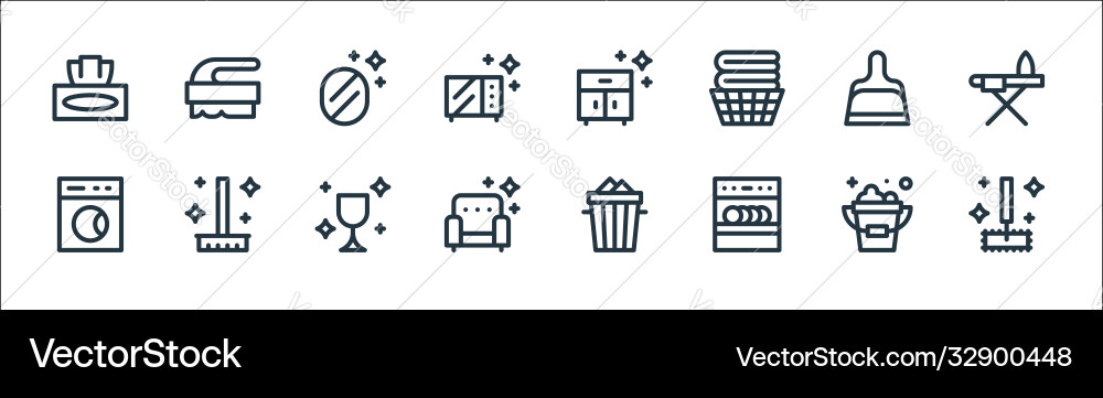 Cleaning line icons linear set quality Cleaning line icons linear set quality vector image