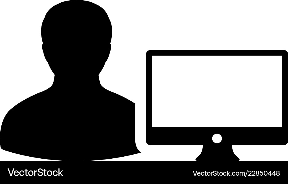 Coder-Symbol männlicher Benutzer mit Computermonitor Coder-Symbol männlicher Benutzer mit Computermonitor vektorbild