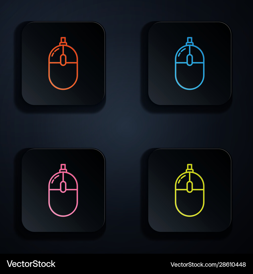 Color neon line computer mouse icon isolated Color neon line computer mouse icon isolated vector image