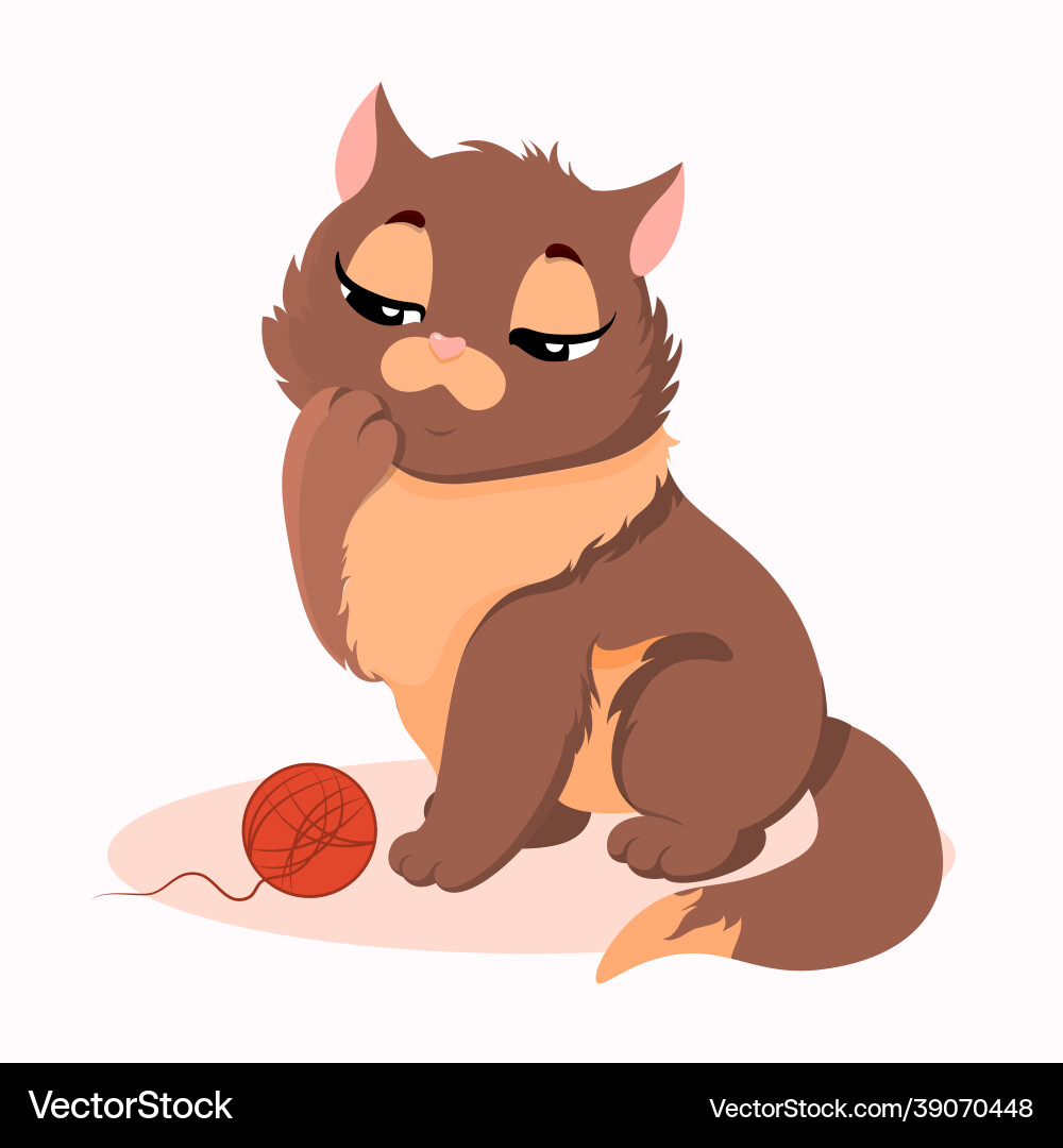 Cute Kitten Playing with Ball vector image