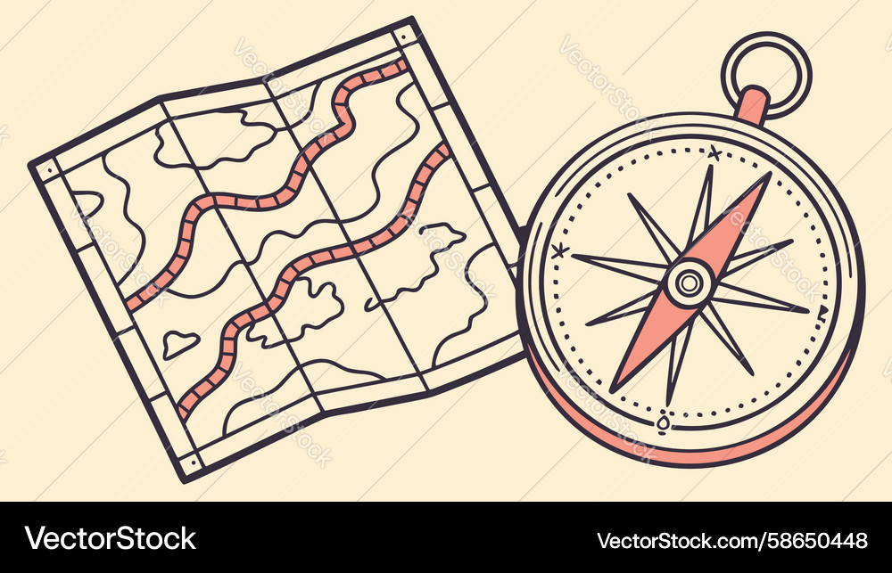 Detailed map with compass navigation design Vector Image