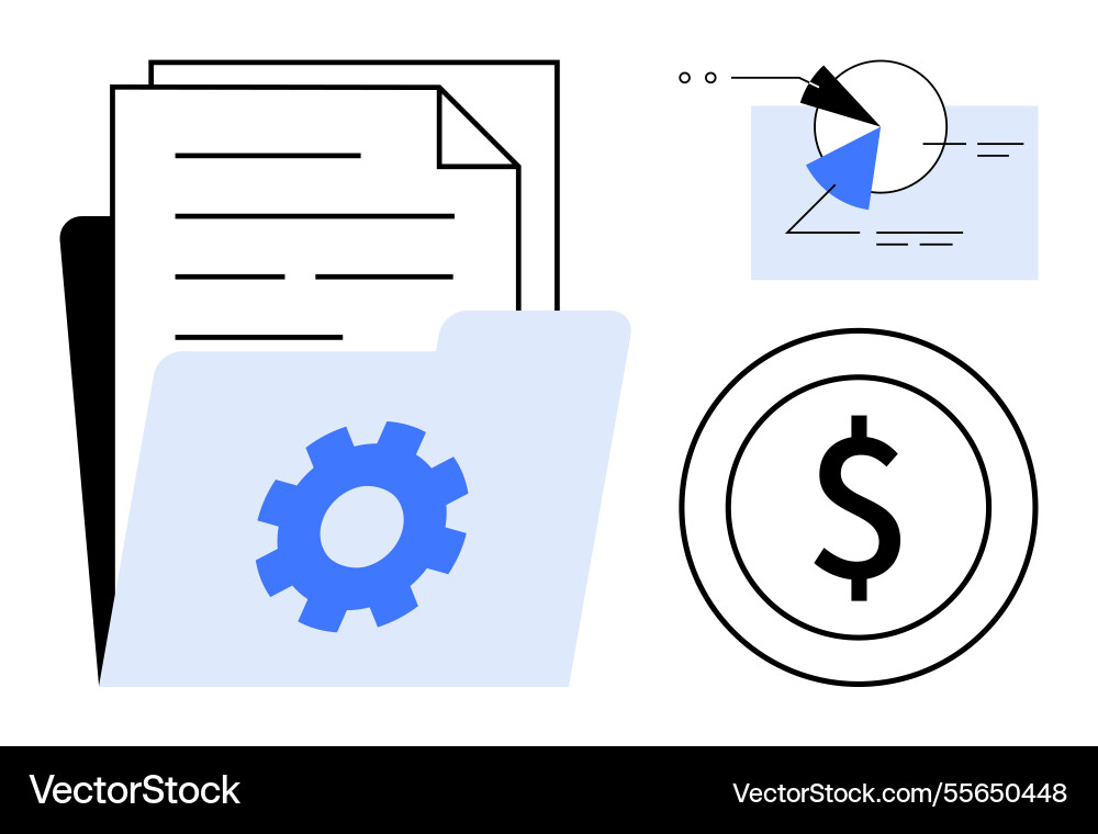 Document management with finance and analytics Document management with finance and analytics Vector Image
