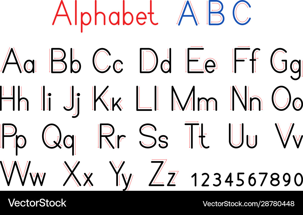 English alphabet letters and numbers capital vector image