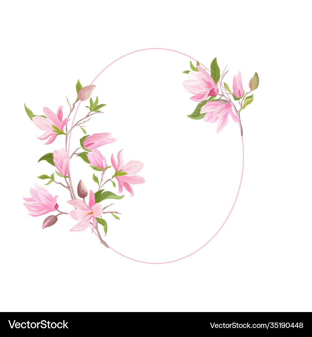 Floral wedding frame boho magnolia flower vector image