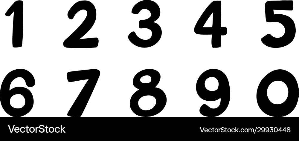 Font design for number one to zero on white Font design for number one to zero on white vector image