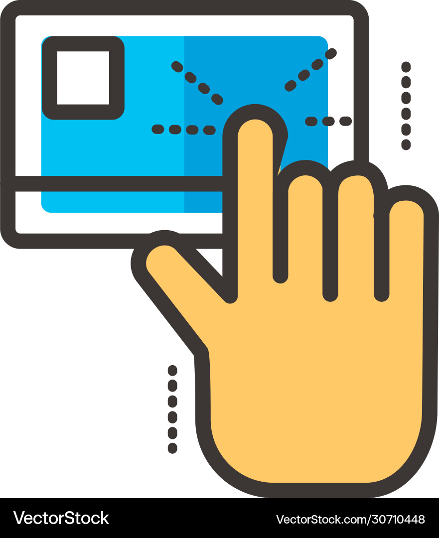 Hand index credit card line and fill style icon Vector Image