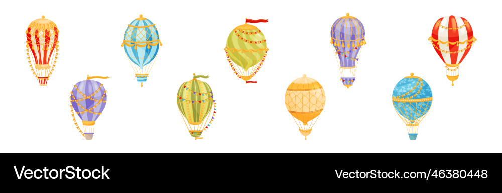 Hot air balloon as light aircraft with gondola Hot air balloon as light aircraft with gondola vector image