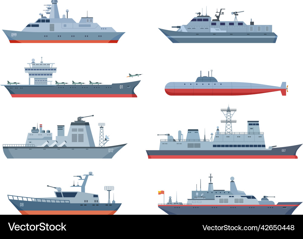 Militärschiffe & Boote Vektorbild