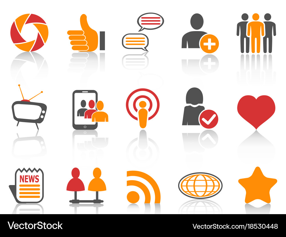 Orange and red color series social networking vector image