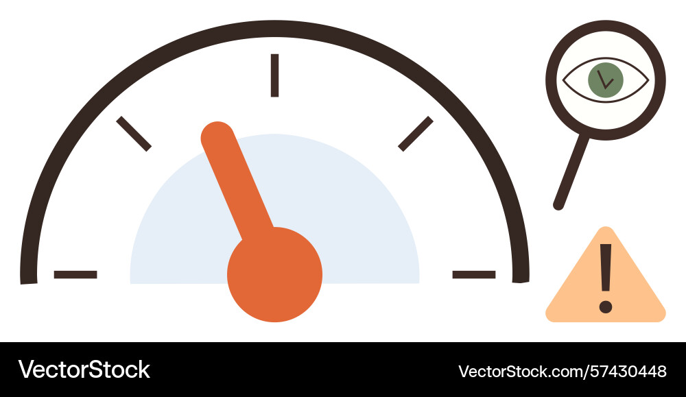 Performance speed dashboard with warning vector image