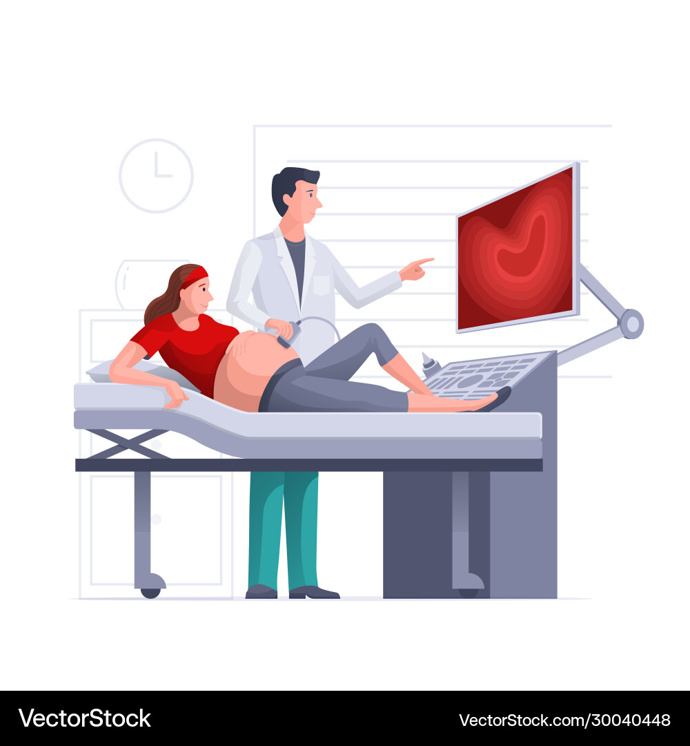 Pregnant woman getting ultrasound scan from Pregnant woman getting ultrasound scan from vector image