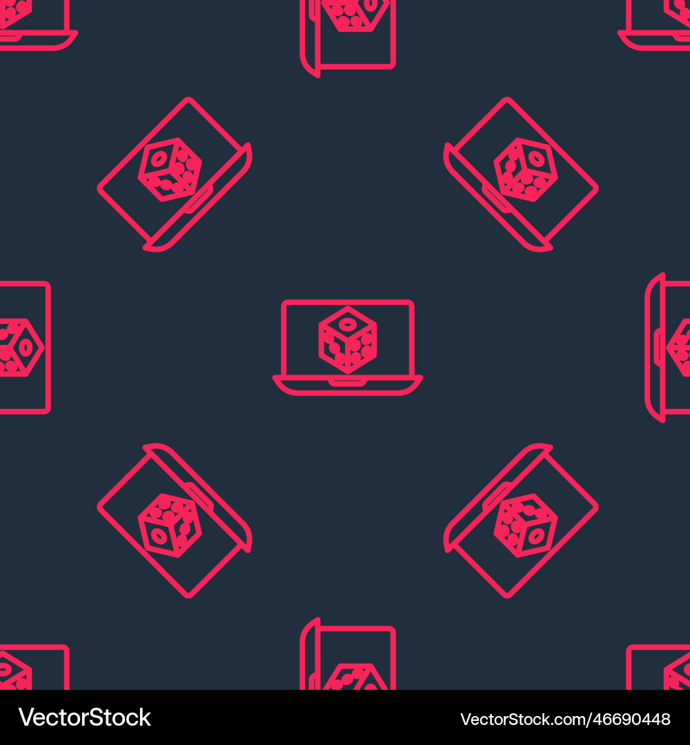 Red line game dice icon isolated seamless pattern vector image