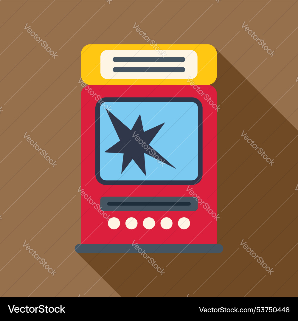 Red retro arcade game machine with broken screen Red retro arcade game machine with broken screen vector image