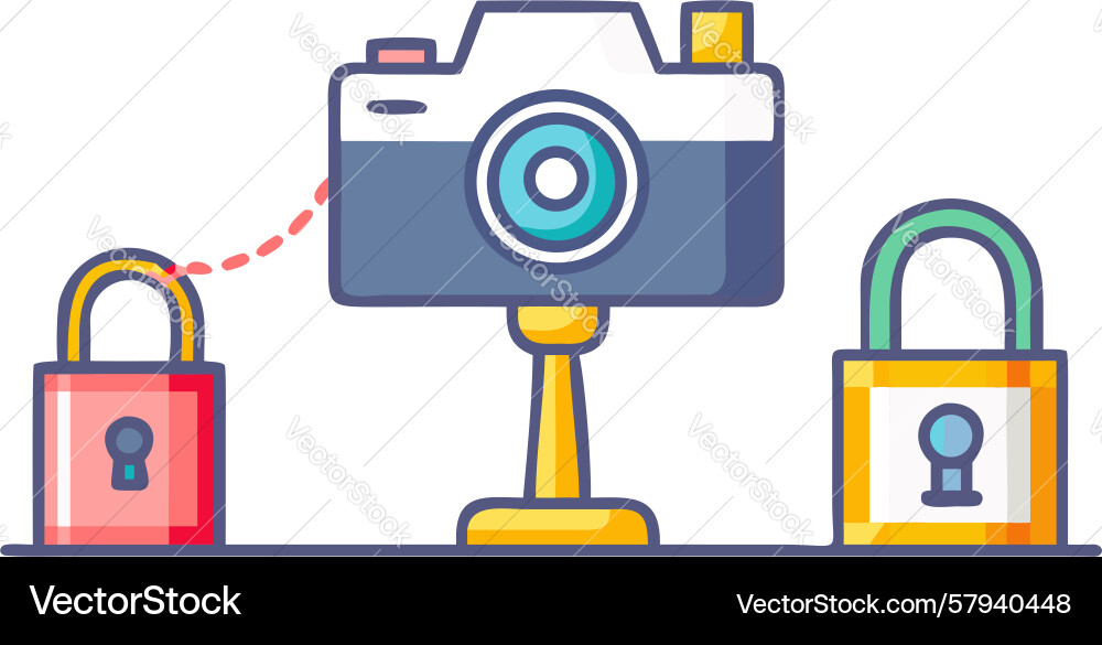 Secure Camera Tripod System Vector Image