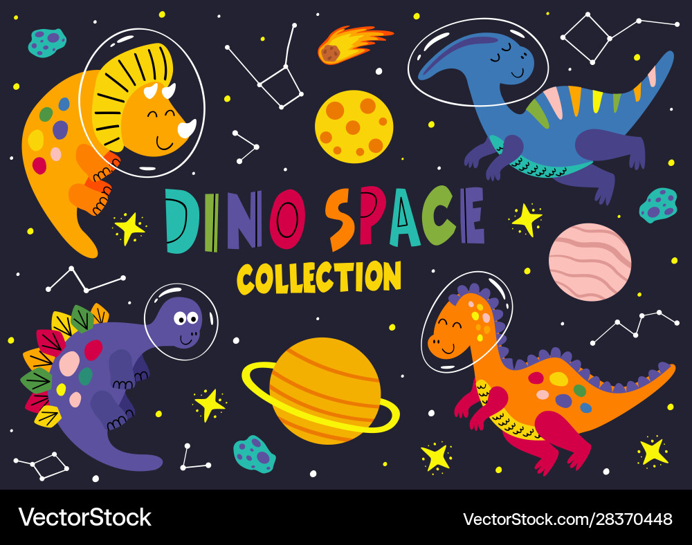 Set dinosaurs in space part 2 Set dinosaurs in space part 2 vector image