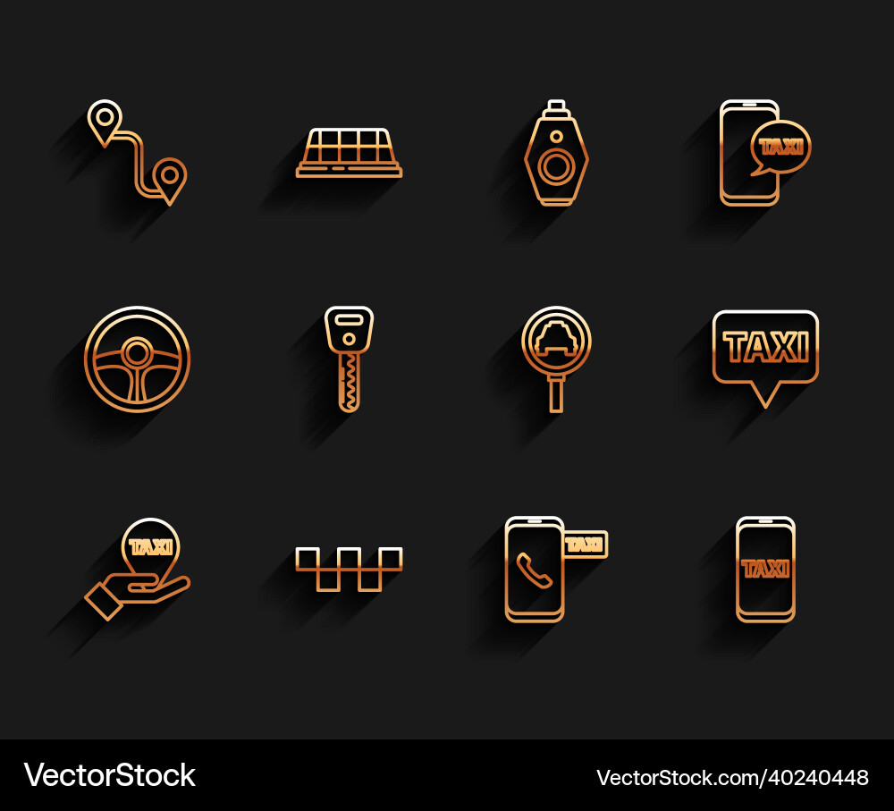 Set line hand on map pointer with taxi car Set line hand on map pointer with taxi car vector image