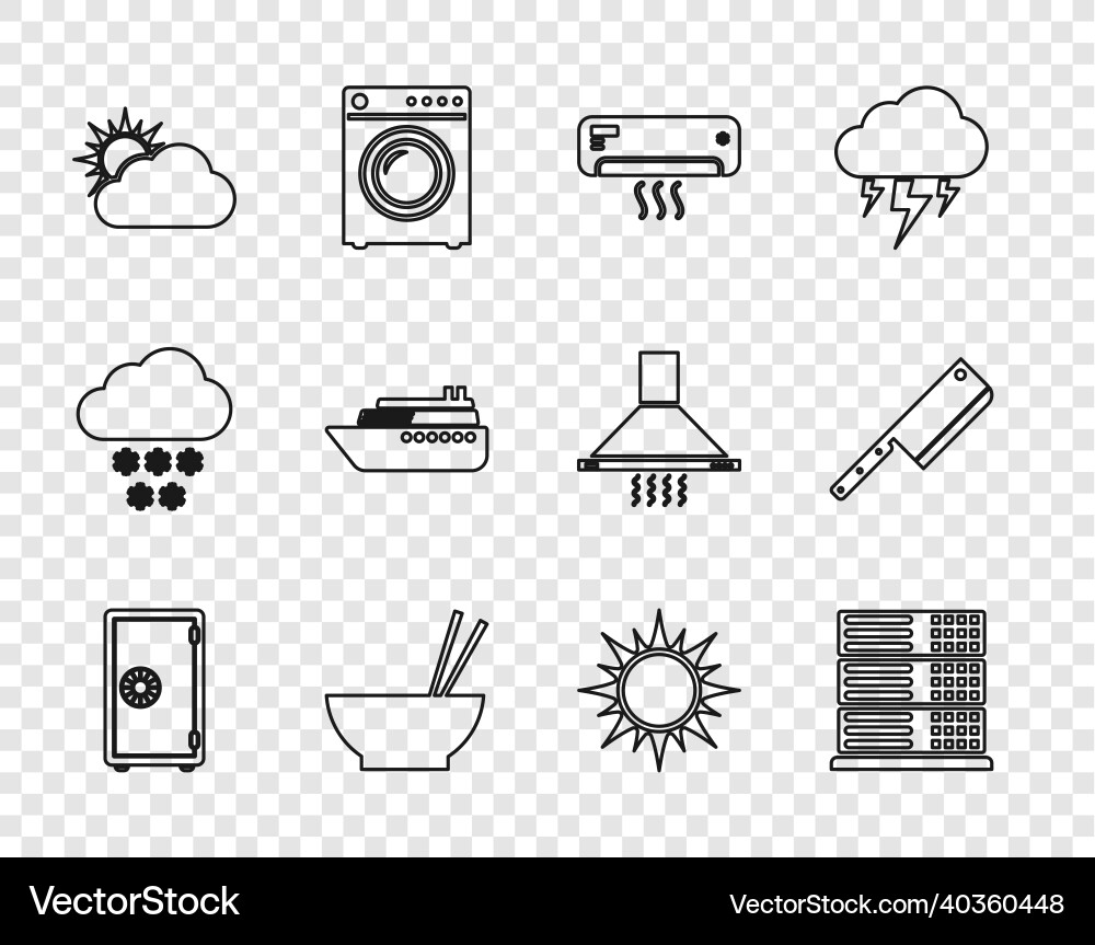 Set line safe server data web hosting air Set line safe server data web hosting air vector image