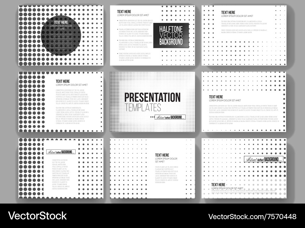 Set of 9 templates for presentation slides Vector Image