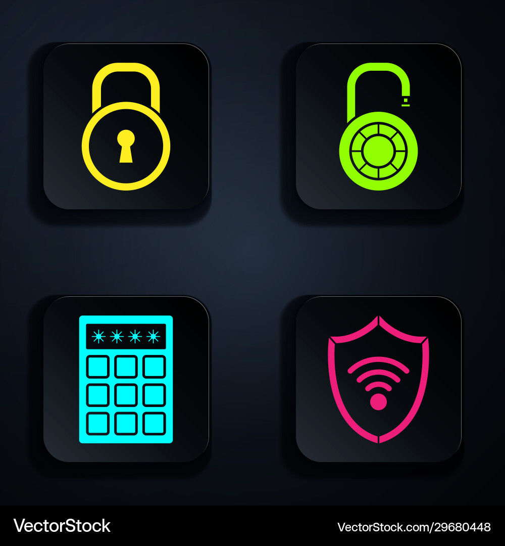 Set shield with wifi wireless internet network vector image