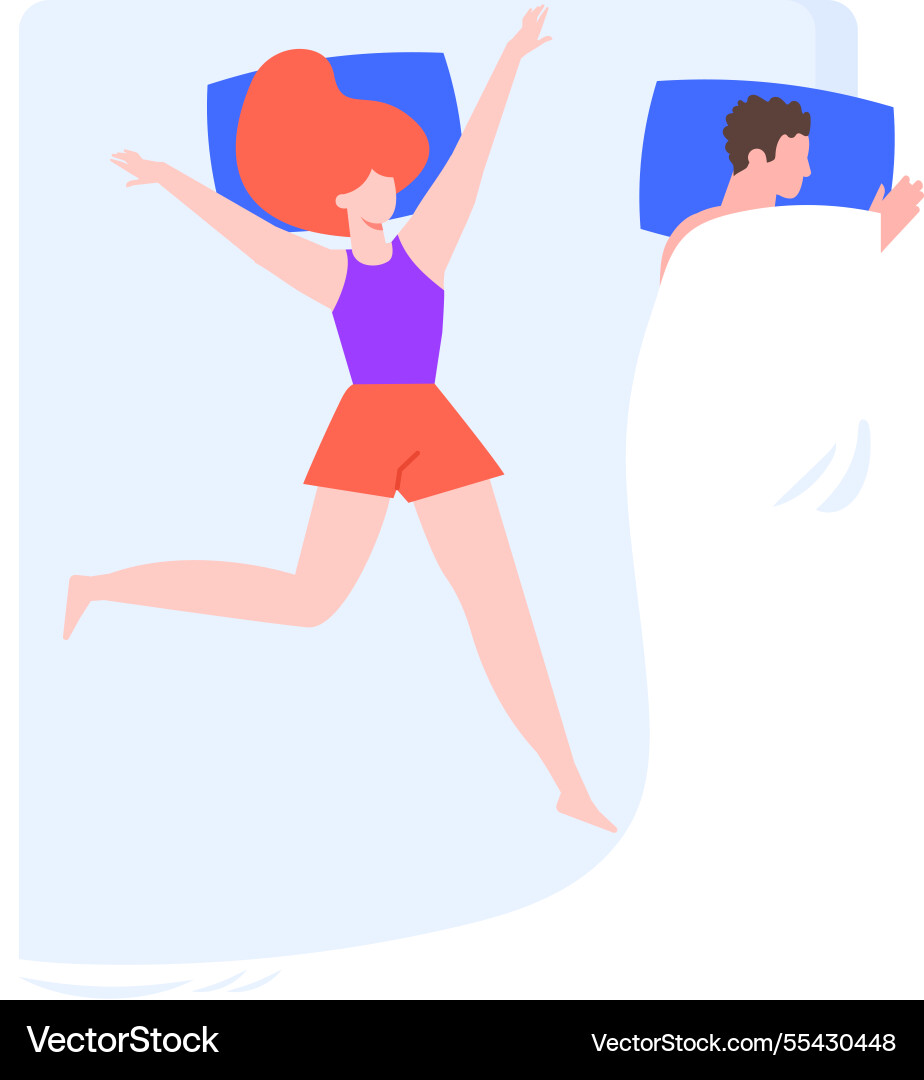 Young romantic couple sleeping in different Vector Image
